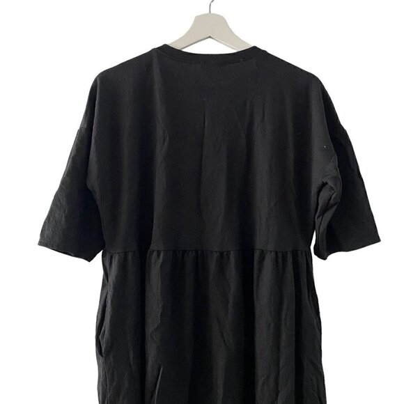 Roolee Black Empire Waist Midi Dress Black Knit Comfy Peasant Boho Size Small - Picture 5 of 8